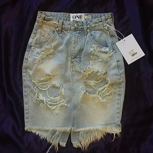 NWT One Teaspoon Denim Skirt